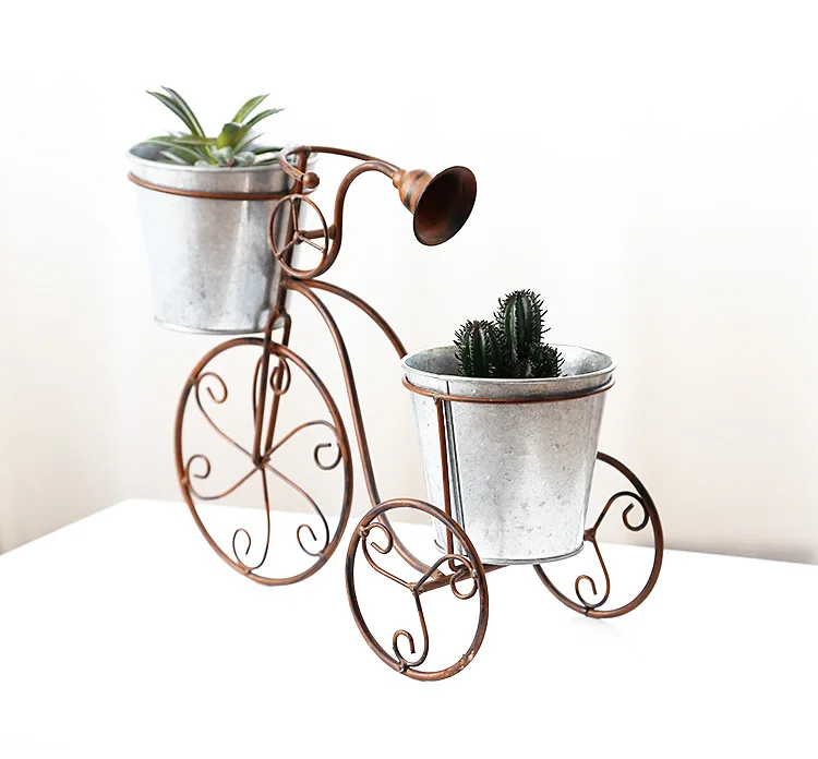 

Desktop Planter Garden Pot Garden Supplies Home Decoration European Wrought Iron Bicycle Flower Stand Flower Pot Creatives Craft