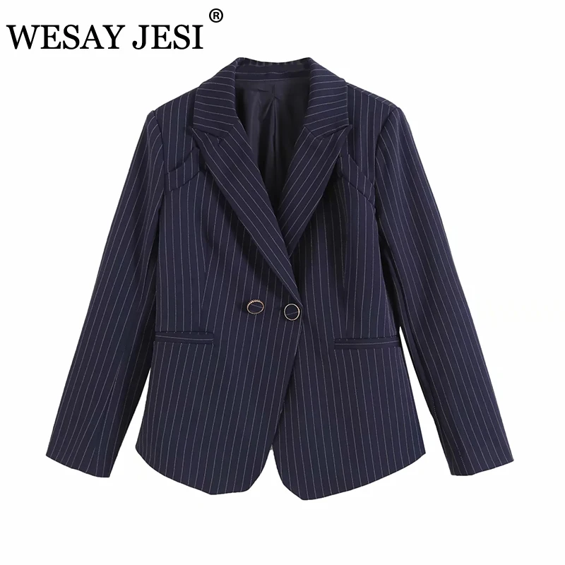 

WESAY JESI Blazer Women 2021 Office Wear Fashion Double Breasted Blazer Coat Casual Long Sleeve Slim Female Outerwear Chic Tops