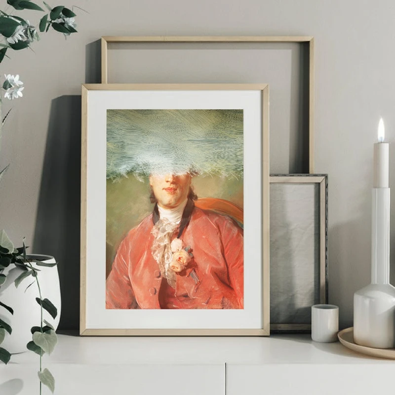 Измененное искусство винтажный портрет мужчины и женщины Пастельная картина