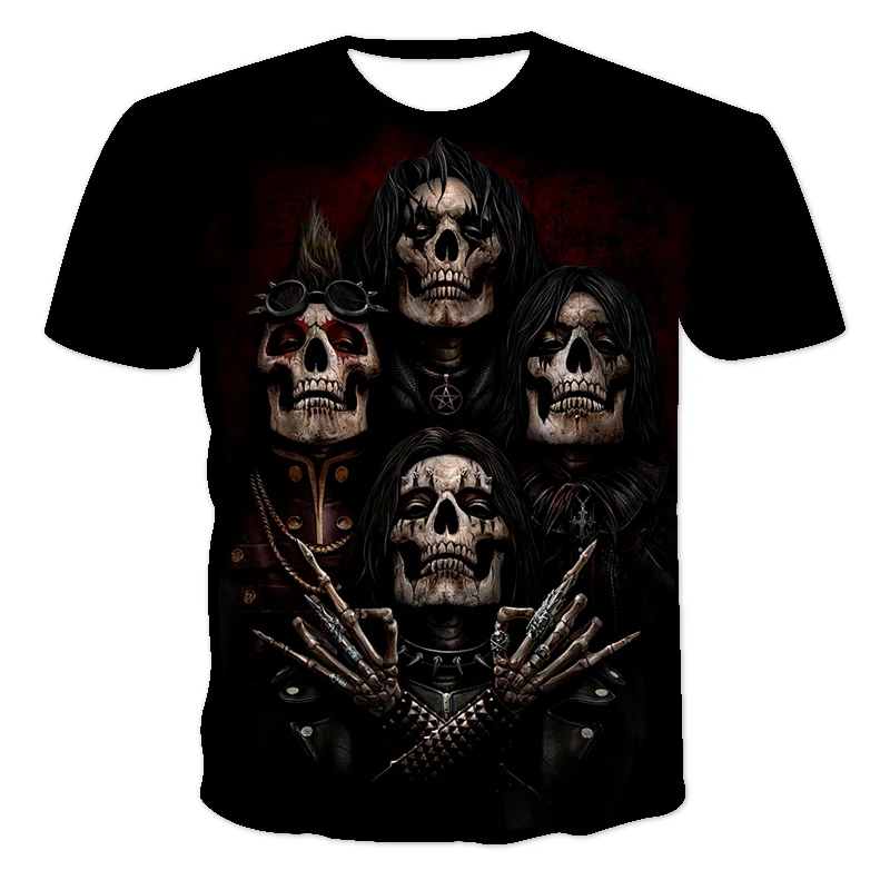 

2021 New Men's Summer Skull Print Element Short-Sleeved T-Shirt 3D Printing Casual Funny Fashion Breathable T-Shirt