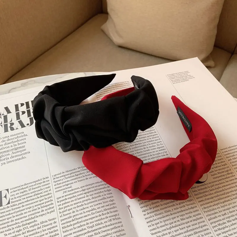 

Irregular Folds Hairband Fashion Women's Hair Accessories Wide Eaves Knotted Hairband Face Makeup Headscarf Headdress