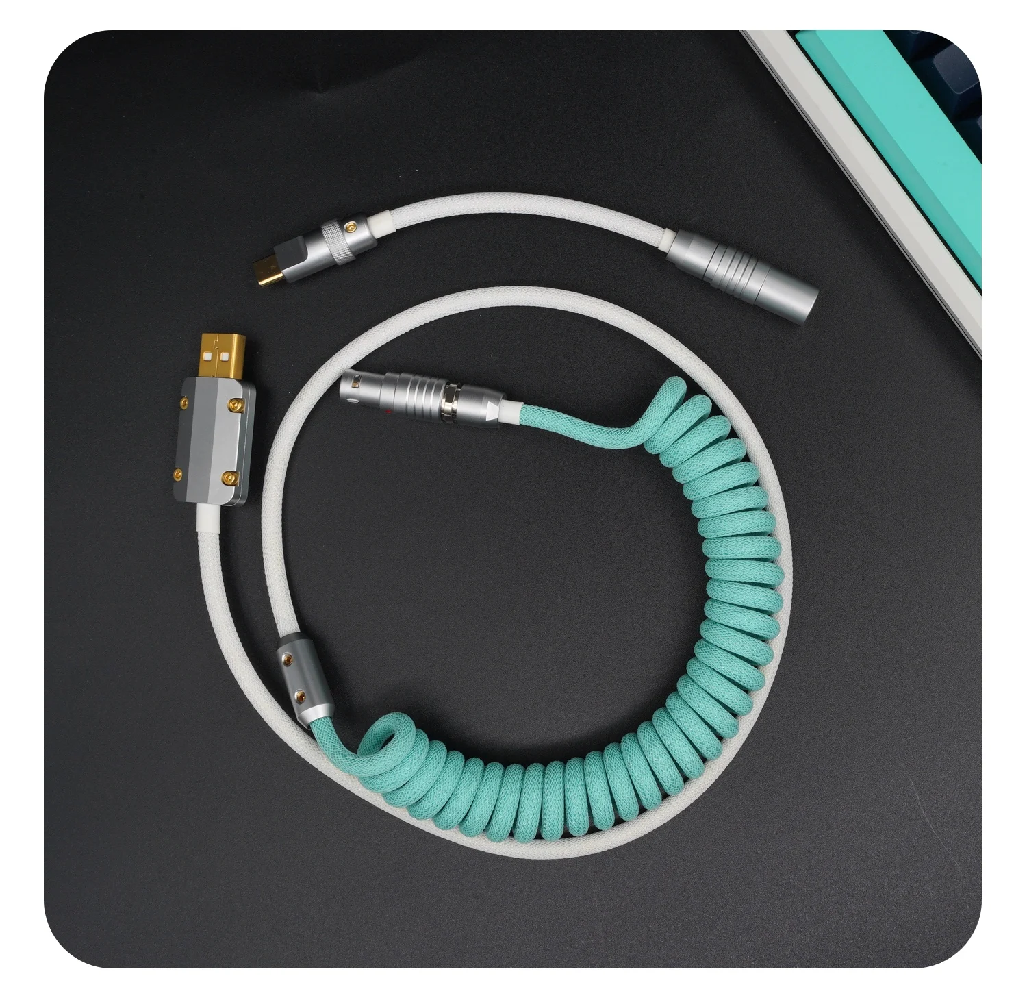 

Механическая клавиатура GeekCable ручной работы, кабель для передачи данных для GMK тема, Тиффани, белый цвет для клавиш SP, темы, несколько типов р...