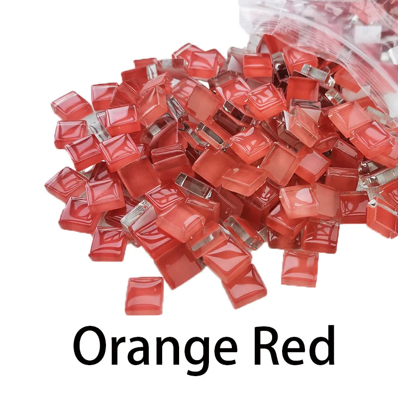 

Orange Red,50pcs/bag, 1cm Ice Jade Mosaic Diy Cut-and-Paste Hand-Made Material Porcelain Jade Single Color Stone Granules