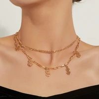 fashion metal double layers us dollar pendant necklace hip hop jewelry clavicle chain choker necklace accessories for women