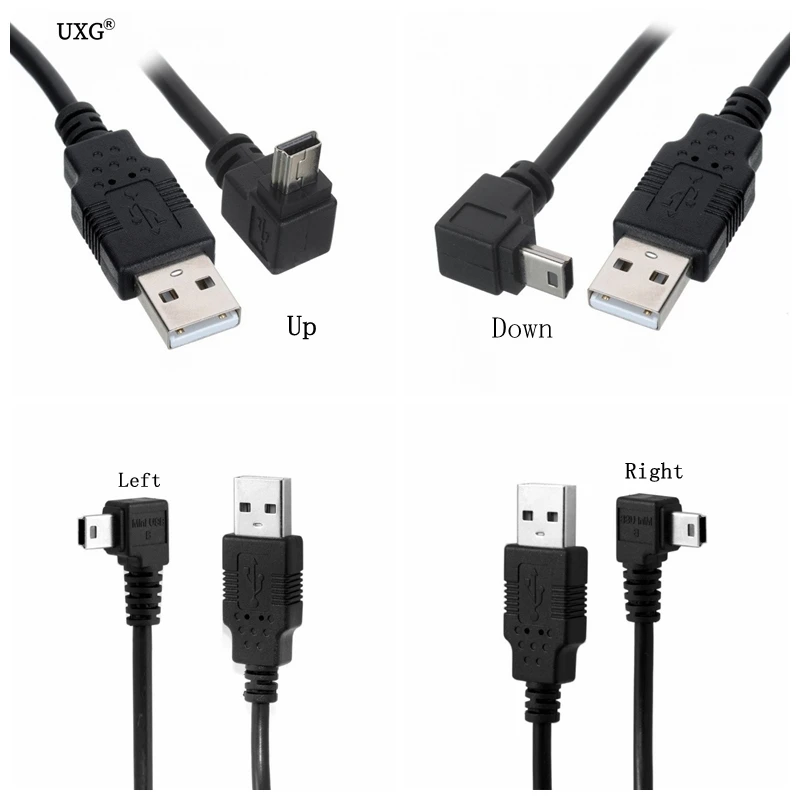 

USB Data Cable A Male to Mini USB B 5Pin Male 90 Degree UP Down Left Right Angle Adapter Charge Sync Cable 0.25M 1.5M 3M 5m 8m