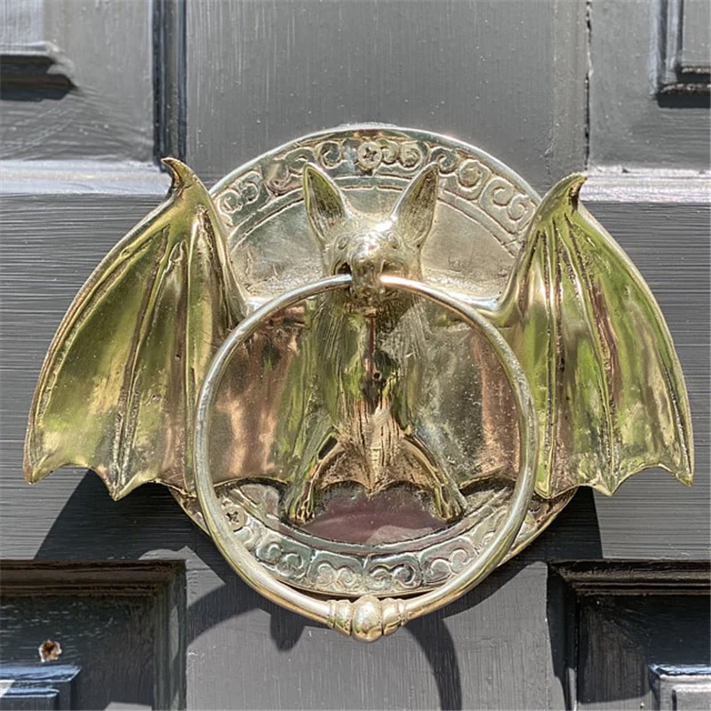 Твердая латунь ретро летучая мышь дверь Knocker сверхпрочный дверной домашнее