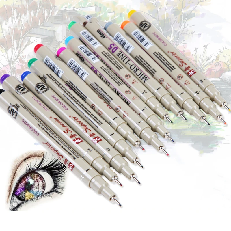 12 цветов цветная игла фоторучка супер тонкая дизайнерская |