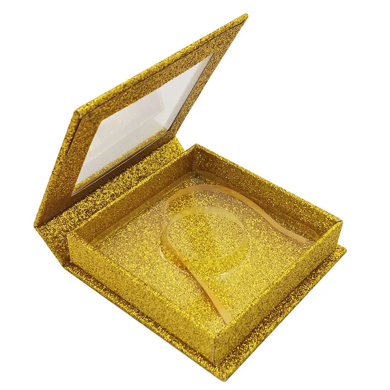 Glitter Yellow 50 шт. накладные ресницы упаковочная коробка Бесплатный Логотип Поддельные 3d норковые ресницы Коробки искусственные cils полосы Алмазный Магнитный чехол пустой - Цвет: Glitter Yellow