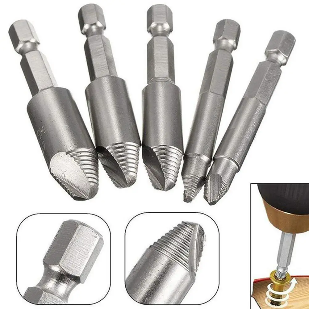 

5 Piece/ Kit High-speed Steel Screw Extractor Wood Screws, Iron Screws, Sliding Teeth, Broken Ends, Removal Of Hand Tool Sets