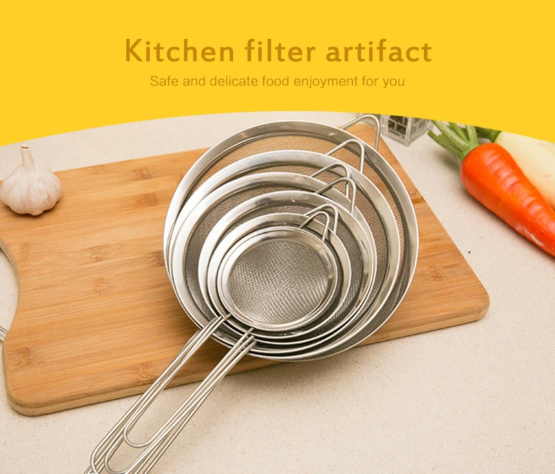 

Kitchen Filter Artifact Stainless Steel Food Colander Liquid Oil Strainer Flour Colander Sifter Mesh Kitchen Baking Accessories