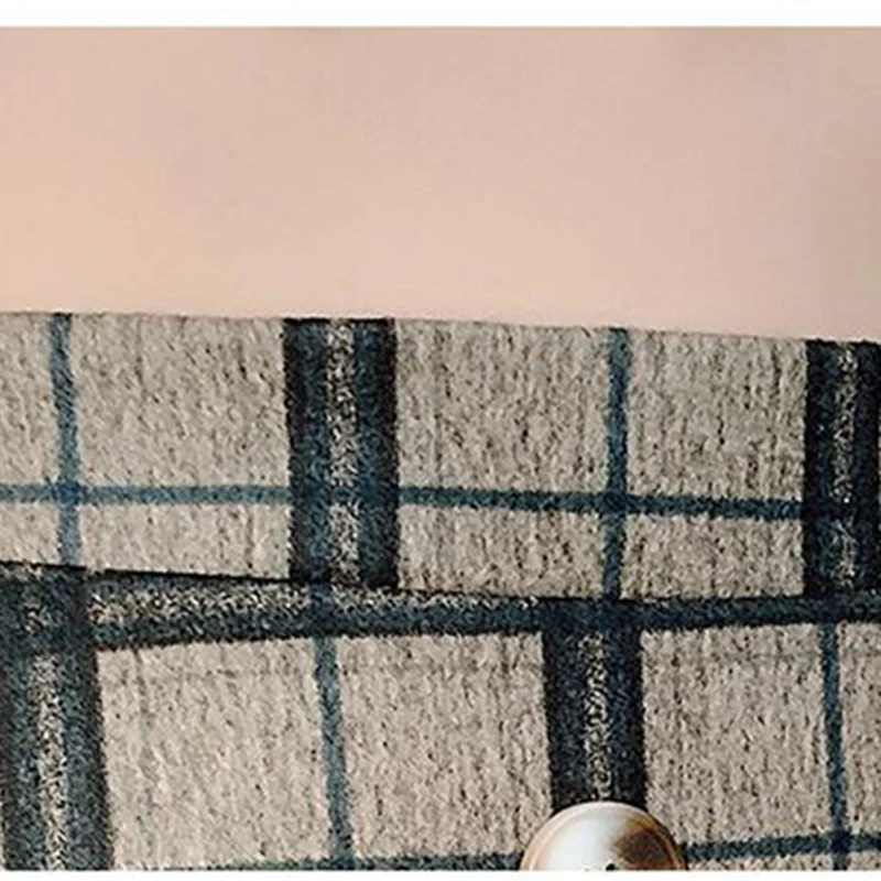 Женская винтажная шерстяная юбка Повседневная Длинная клетчатая средней длины с