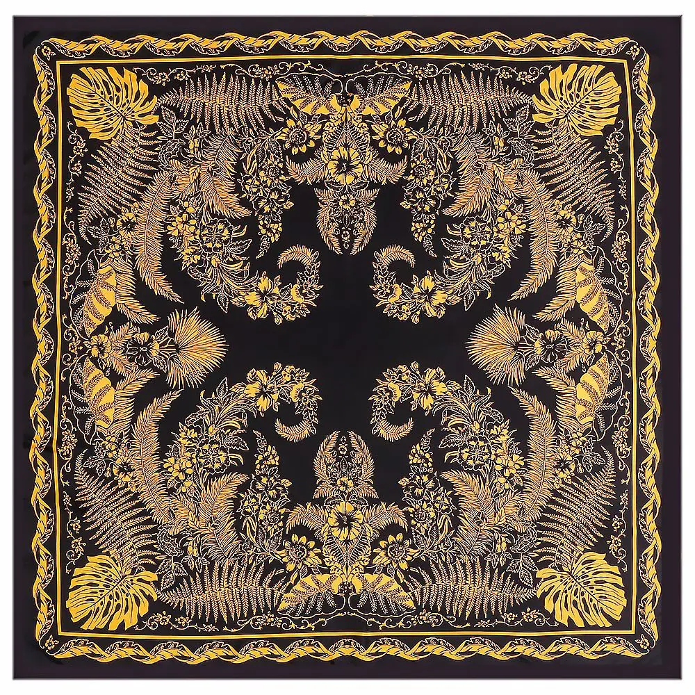 130cm Jungle Leaves Brand Scarf Luxury Design Twill 100% Silk Square Fashion Shawl Women Kerchief Scarves For Ladies - купить по