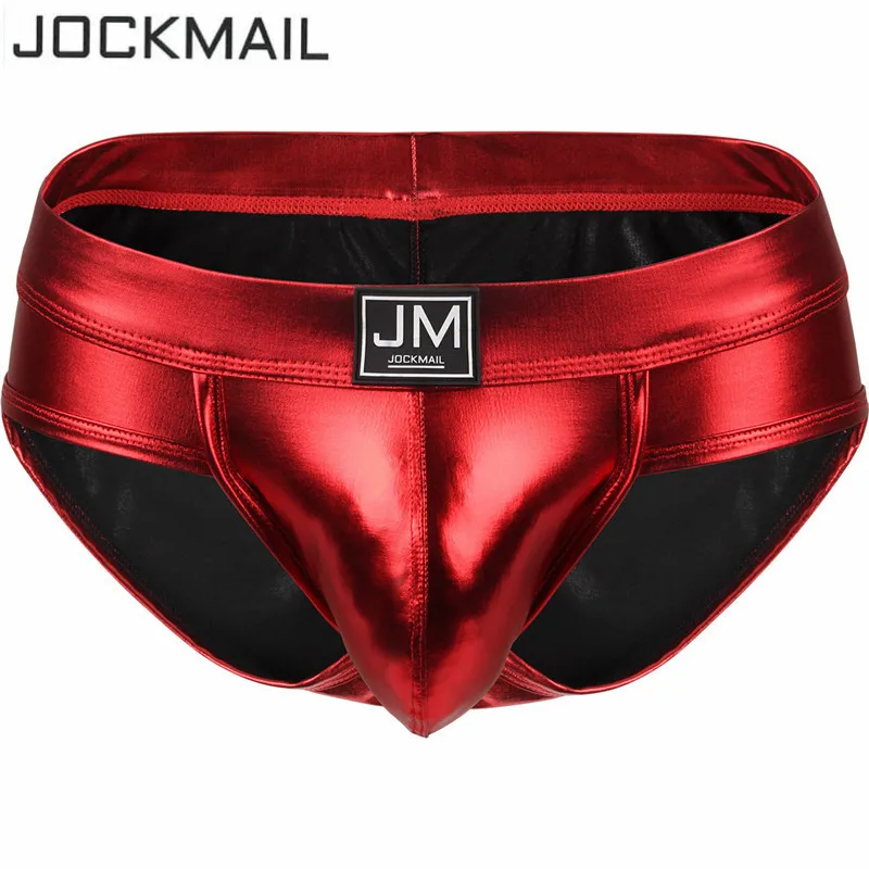 Мужское сексуальное нижнее белье jockmail Трусы стринги из искусственной кожи для