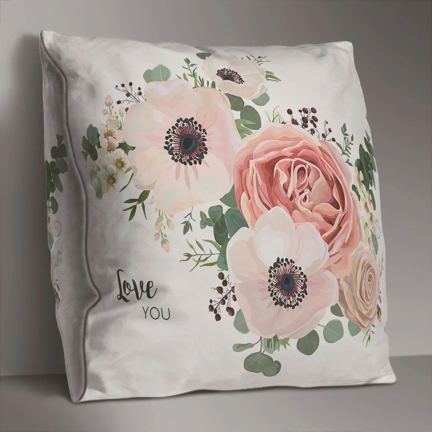 

Cute Flower Double Side Print Cushion Cover Polyester Decorative for Sofa Seat Soft Throw Pillow Case Cover 45x45cm Home Decor