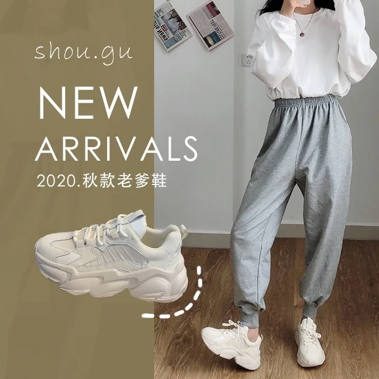 

women's shoes Height Increasing Running Shoes Woman Sneakers Small white shoes Trends Female Platform Lace Up Daddy Shoes fa42