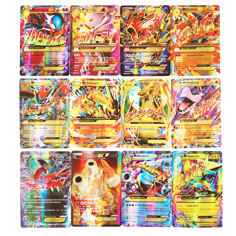 Juego de Pokemon-juguetes de tarjetas MEGA EX versi&oacute;n en ingl&eacute;s, batalla brillante No repetida, carta de colecci&oacute;n, juguetes para ni&ntilde;os, regalos-0