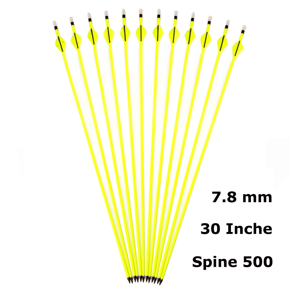 

30 дюймов 7,8 мм смешанный карбоновый стержень стрелы 500 флуоресцентный зеленый вал для блочного Лука стрельба из лука