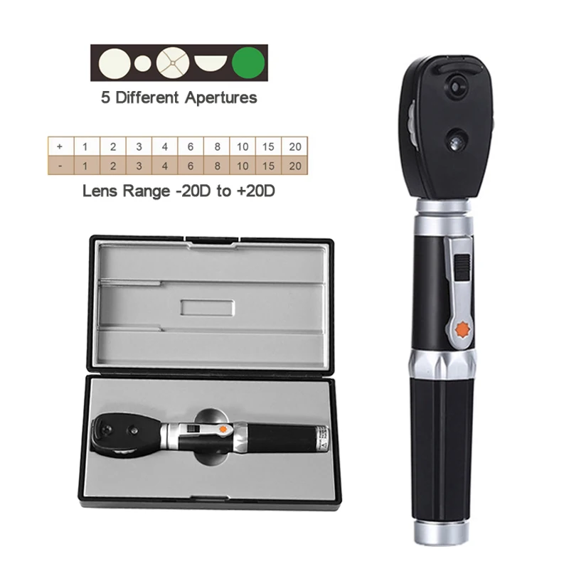 Classic LED Professional Medical Oftalmoscopio 5 Different Apertures Eye LED Diagnostic Straight Portable Direct Ophthalmoscope
