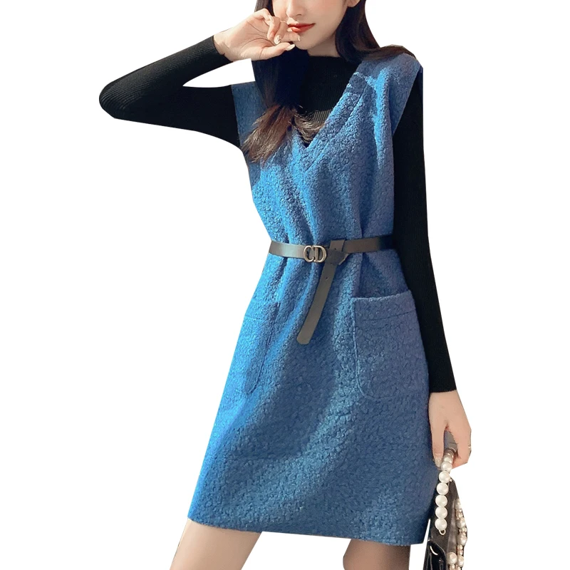 

Real shot 2020 autumn and spring new gentle wear suit, vest dress, age reduction and belly goddess fan two-piece suit
