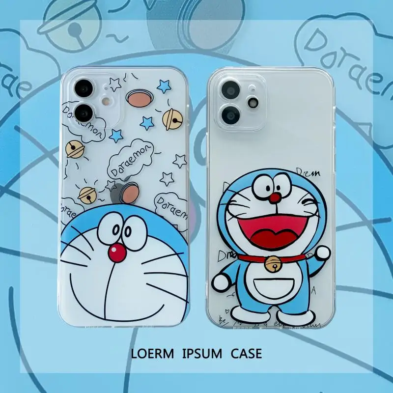 

Doraemon cute cartoon mobile phone case for iPhone7plus/8p/se2/xr/xs/xsmax/11pro/12mini/12promax couple transparent phone cover