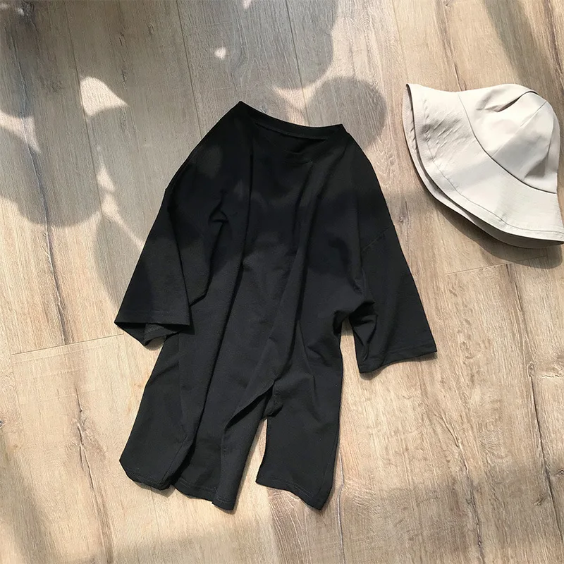 

tshirt t shirt Cotton Summer Casual Short for women tops 2021 clothes top clothing O-Neck Regular Casual Long Solid