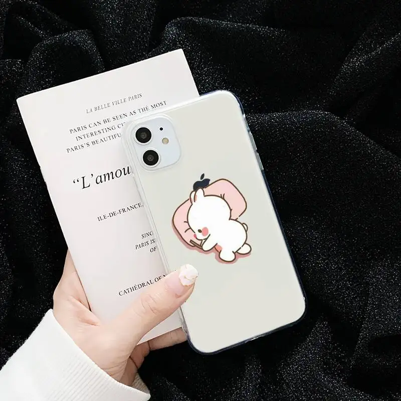 

cat panda Cartoon cute lovely pink Phone Cases Transparent for iPhone 6 7 8 11 12 s mini pro X XS XR MAX Plus