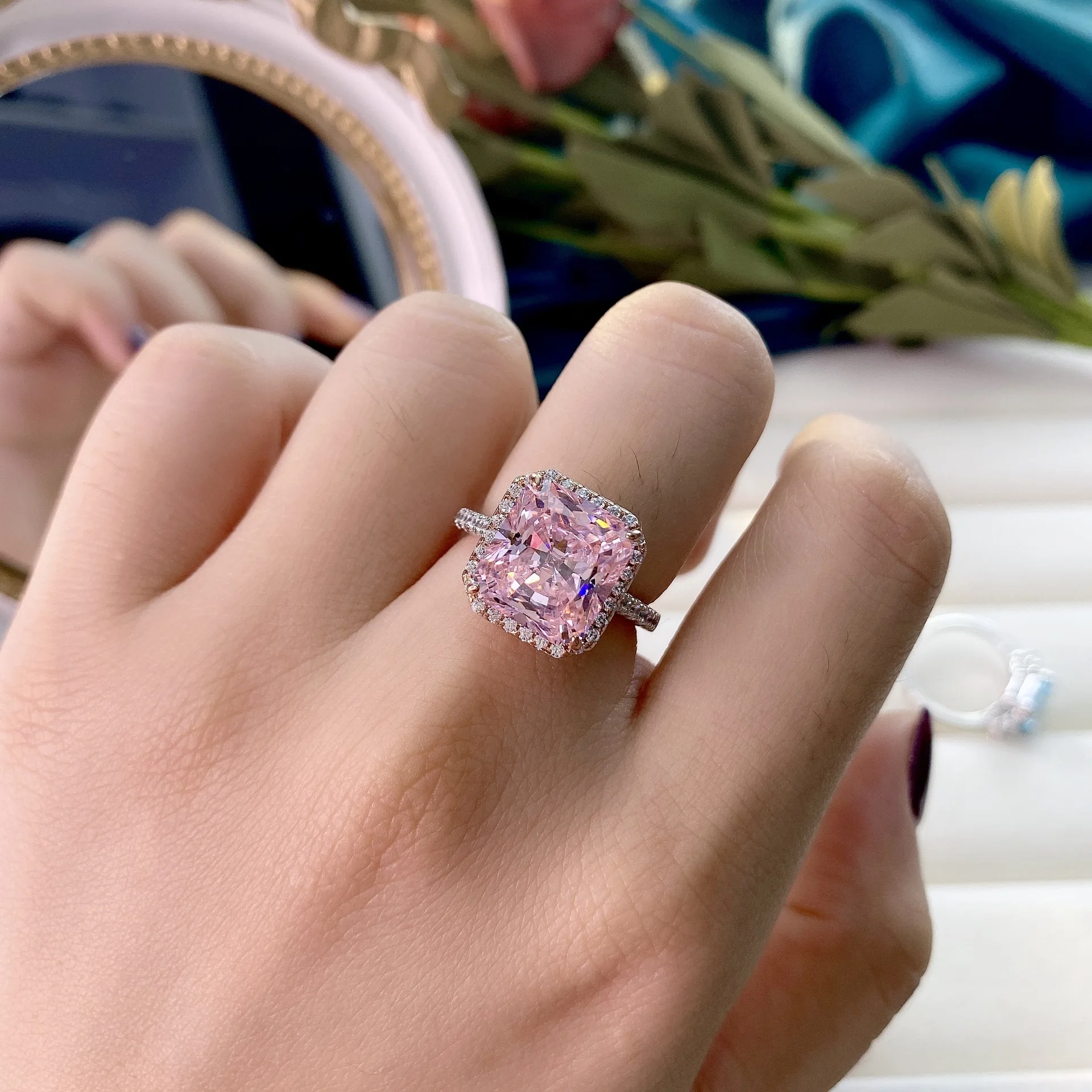 

Wong Rain Luxury 100% 925 Sterling Silver Created Moissanite Sapphire Gemstone Wedding Engagement Rings Fine Jewelry Wholesale
