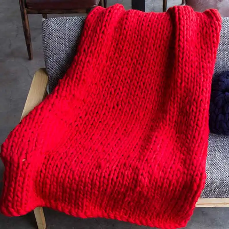 Толстое трикотажное одеяло ручной работы из толстой шерсти объемное супер