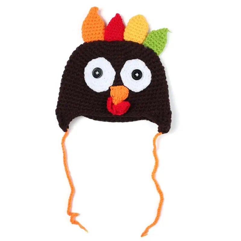 Интересная милая шапка-индюшка на День благодарения, связанная крючком, с косичками в виде свиного хвоста, теплая, эластичная, с подкладкой из фланели.