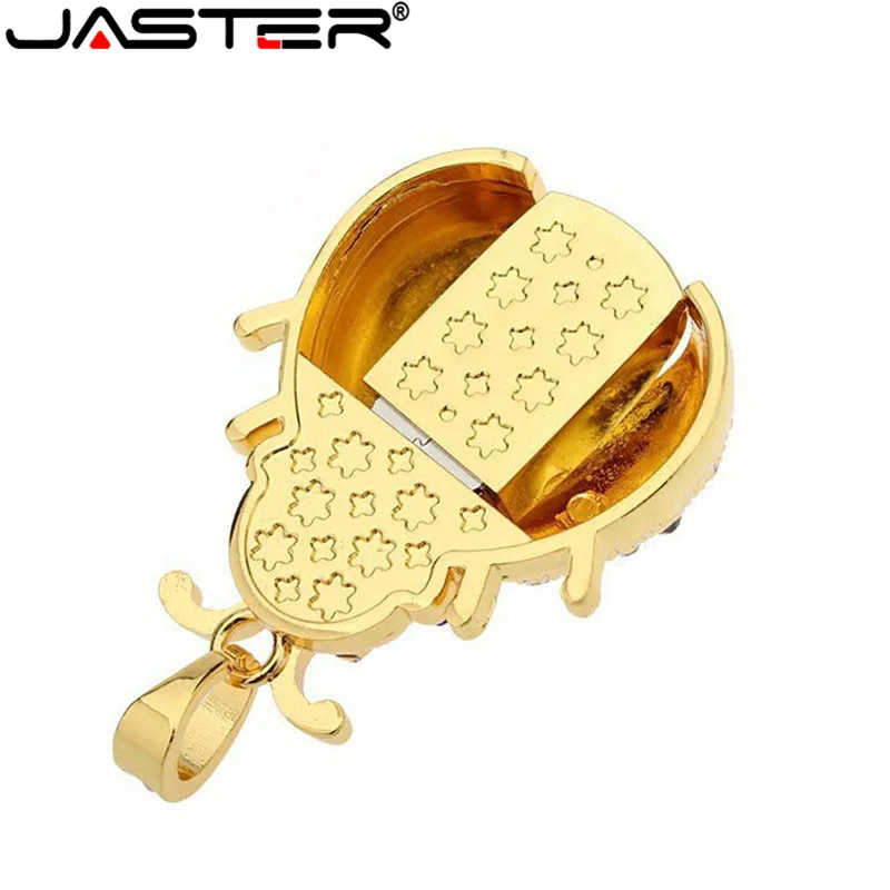 Флэш накопитель JASTER Lovely beetle с кристаллами модная металлическая Флэшка в виде