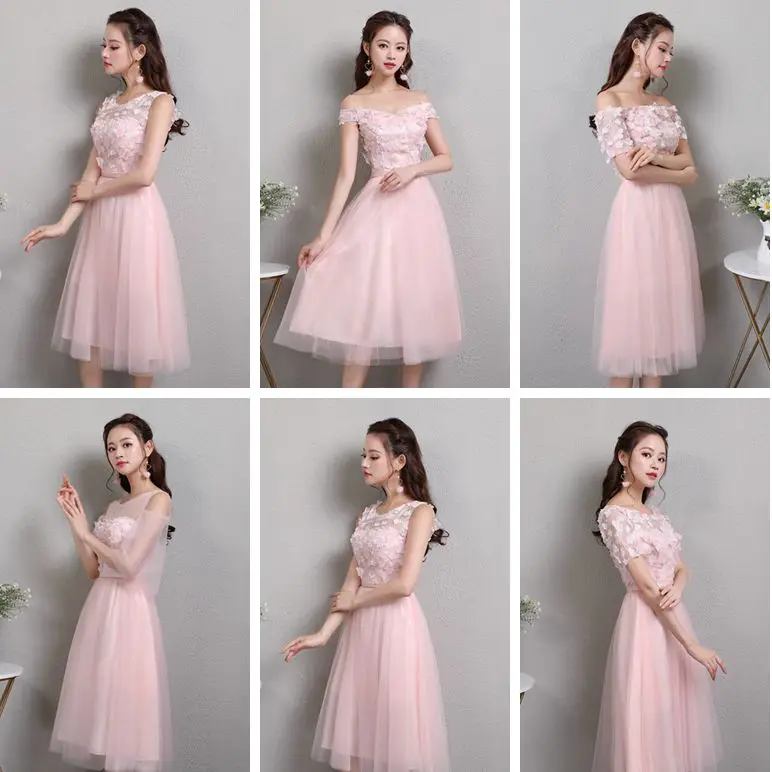Платья подружки невесты для свадьбы подростковые платья розового цвета Тюлевое