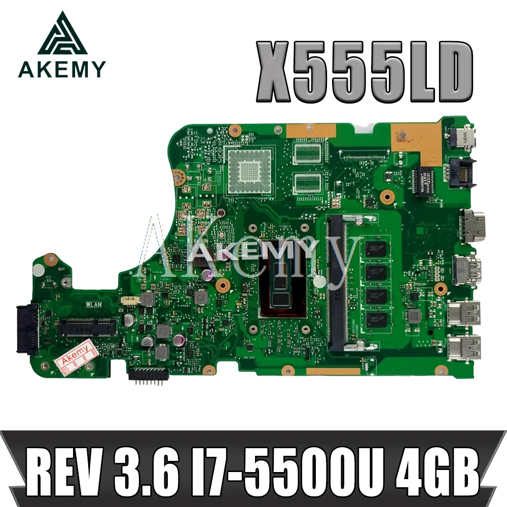 

X555LD REV 3.6 X555LAB Motherboard For Asus X555LJ X555LB X555LA X555L Laptop Motherboard Mainboard Test Ok I7-5500U 4GB-RAM GM