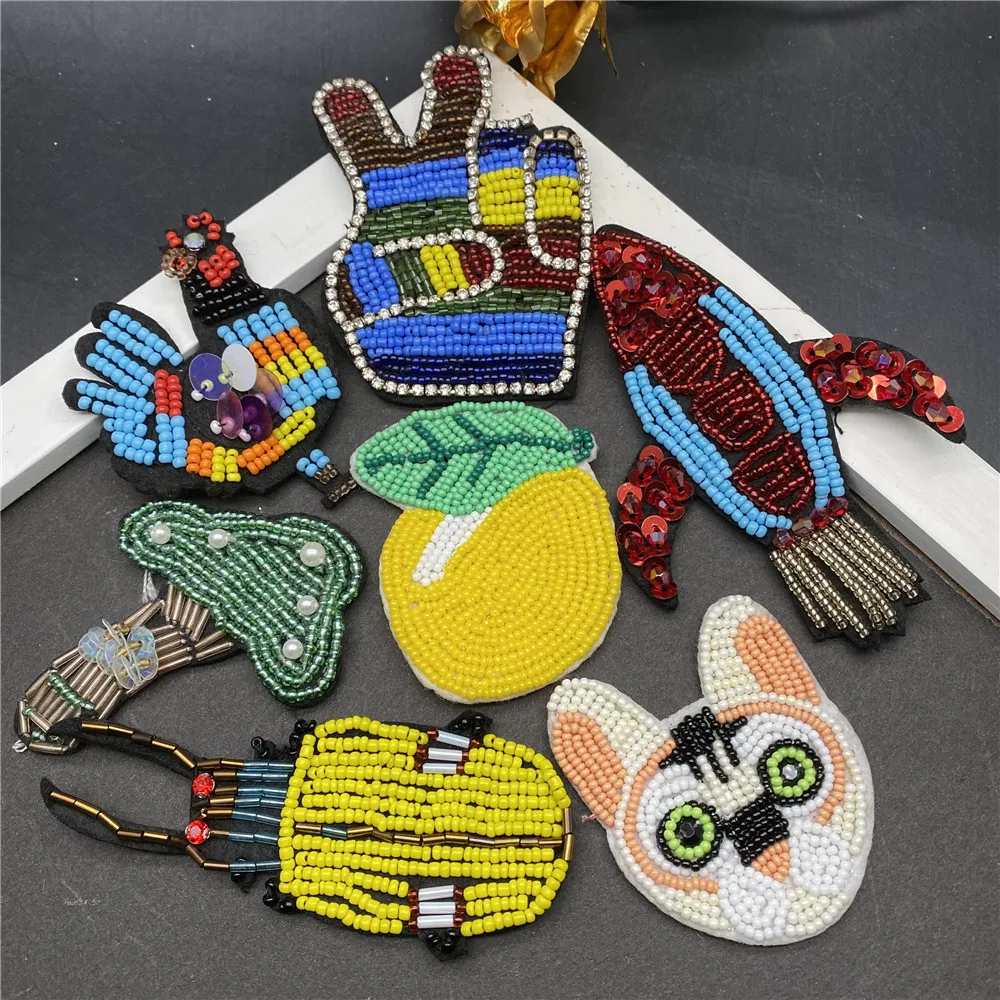 3D Ручная работа Стразы фрукты бусины нашивка Кристалл бисером аппликация кошка