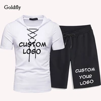 summer men tracksuit lace up t shirt sports shorts 2 piece set running hip hop sportswear mens shorts set custom logo