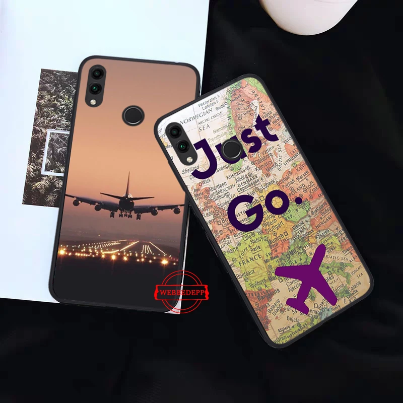 Aircraft Airplane fly travel Silicone Case for Huawei honor 6A 7A Pro 7X 8 Lite 8X 8C 9 9X Note 10 View 20 | Аксессуары для