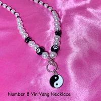 goth style pearl number 8 yin yang necklace for women y2k jewelry vintage punk fashion ins necklace 2000s aesthetic egirl gifts