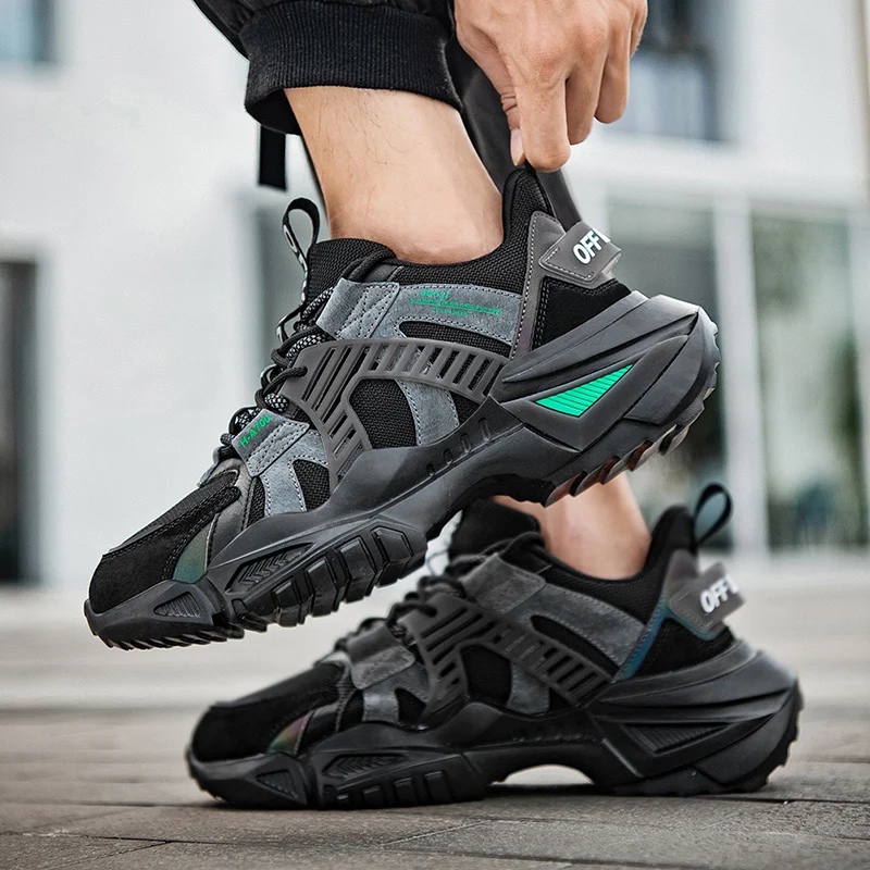

New Quality Reflective Autumn Summer Chunky Running Sneakers Men Athletics Gym Sports Glowing Shoe Thick Bottom Walking Footwear
