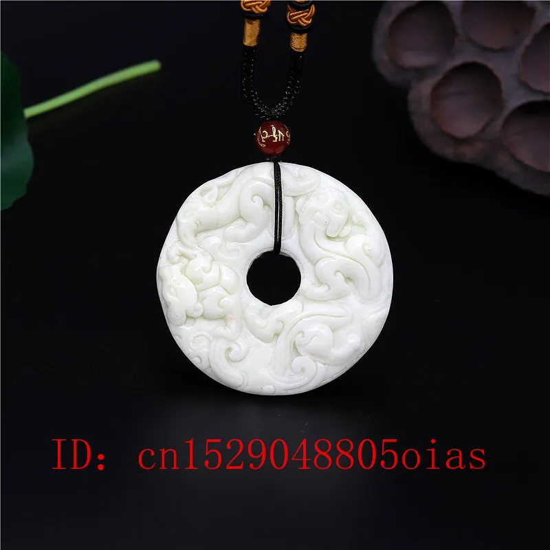 Ожерелье из натурального белого зеленого китайского нефрита дракона тигра