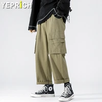 men cargo pants wide leg fit loose straight trousers 3 colors casual streetwear harem joggers techwear pocket pant cloth