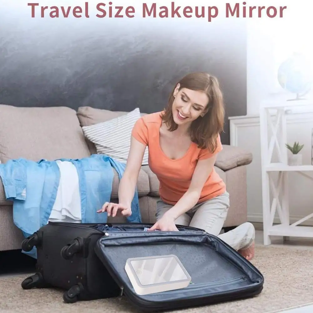 

New Table Makeup Mirror Led Fill Light Cosmetic Organizer Fold Box Travel Desk Storage Control Contact For Home S8d7
