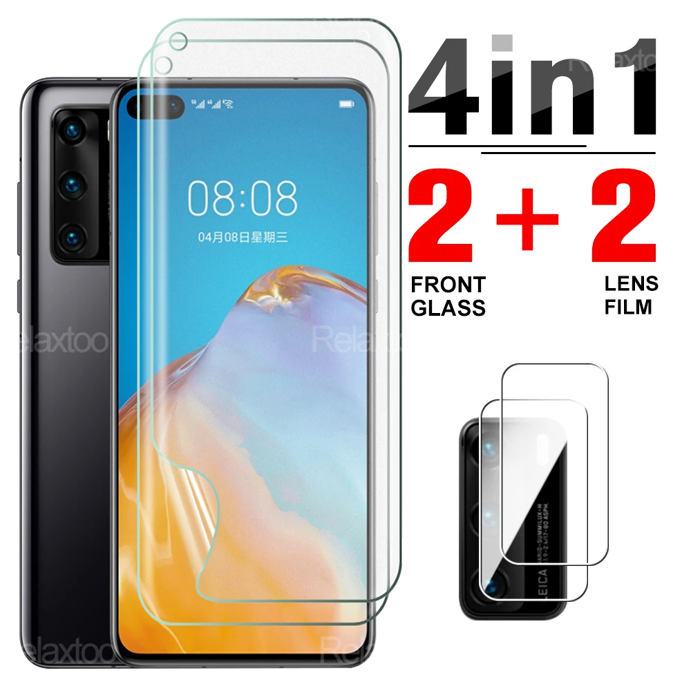 4 в 1 гидрогель пленка для Huawei P40 Pro Плюс Полный ТПУ протектор экрана Huawey Lite 5G E