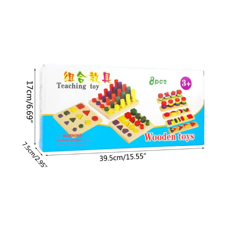 

Kids Building Blocks Set Geometric Shape Matching Learning Classic Educational Wooden Toy