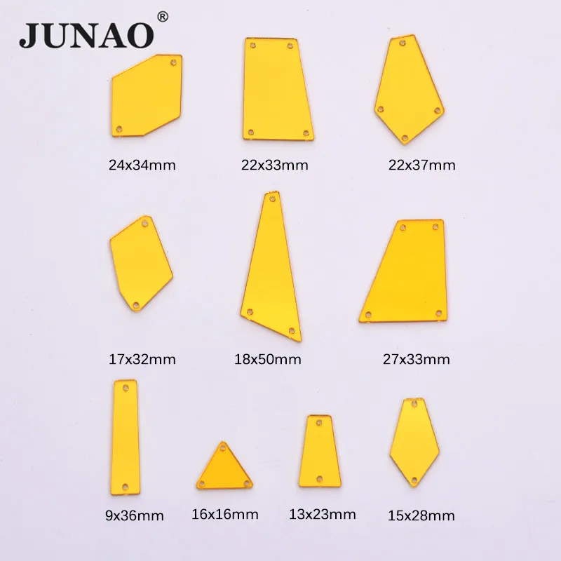 JUNAO 20 шт. смешанные размеры Золотые Зеркальные стразы для шитья акриловые