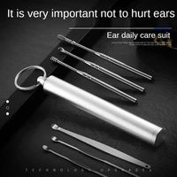 360%c2%b0rotating ear pick stainless steel bottle 6 piece set ear pick ear picking tool set ear cleaning tool ear wax removal tool