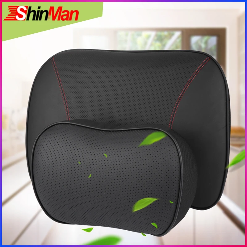 ShinMan Car pillow For Audi A3 8P A4 B7 B8 A6 C6 A8 TT Q7 Q3 Lumbar back cushion Leather seat support Neck pillows | Автомобили и