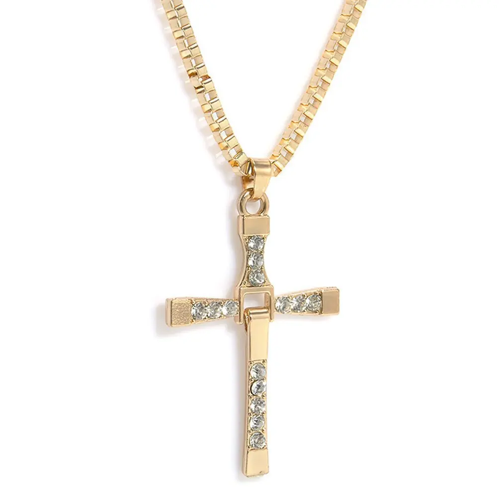 

Men's Cross Diamond Necklace Alloy Long Luxury Fashionable Necklace Type A Diamond Treatment Process