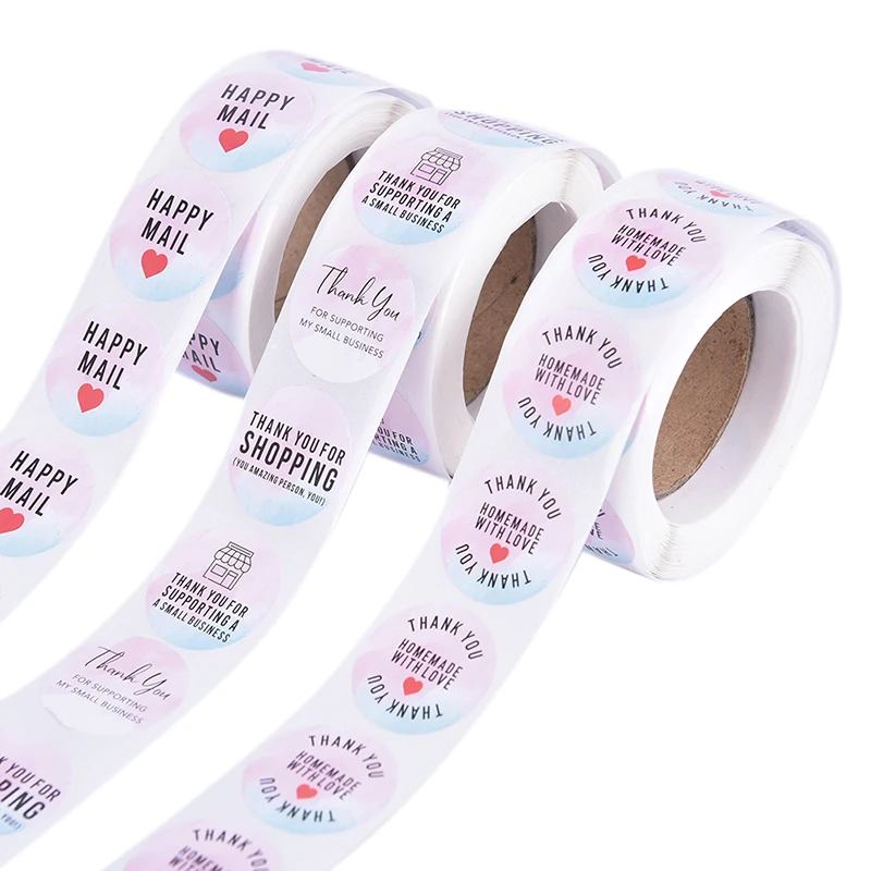 

500 шт. черного цвета с круглым носком «Благодарим Вас за покупками "Стикеры s этикетки для печати Стикеры s Скрапбукинг для посылка стикер для...