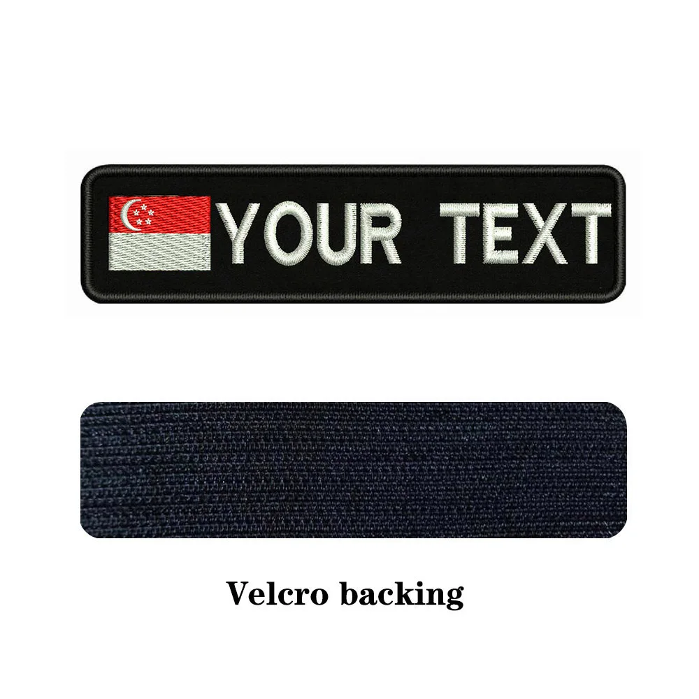 Сингапур Флаг 10х2 5 см вышивка пользовательское имя заплатка с текстом полосы