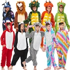 Зимние теплые пижамы-кигуруми, милые комбинезоны с животными, одежда для сна, детские комбинезоны с динозаврами, комбинезоны для девочек и мальчиков