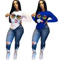 woman long sleeve white t shirt fashion printed o neck casual streetwear graphic top t shirts women fall spring clothes new 2021